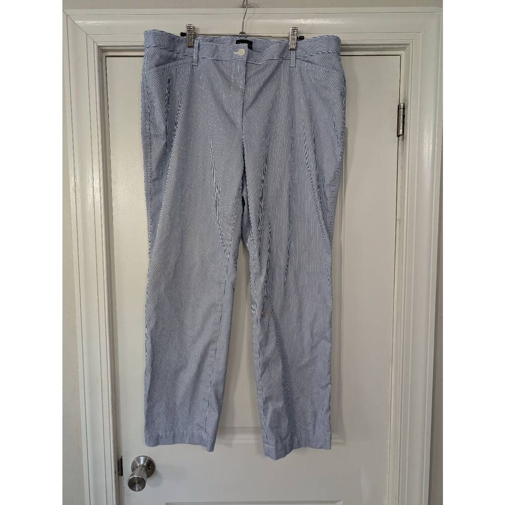 Talbots Stretch Cotton Chino Pants‎ women's 16W blue white striped nautical